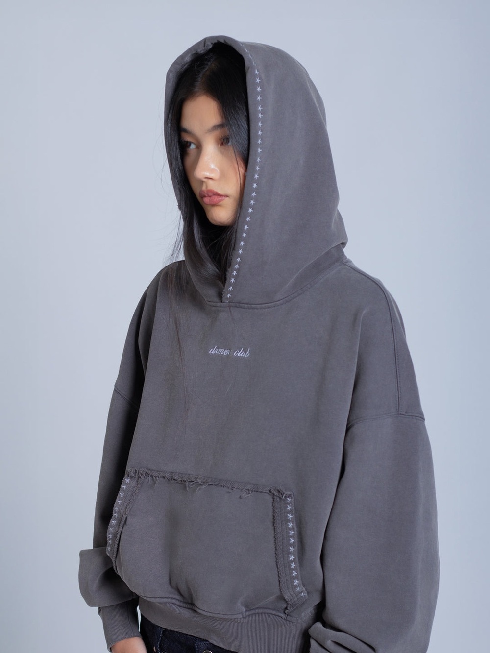 DRMERS Club EMBROIDERED STARS HOODIE WARM GREY Size S